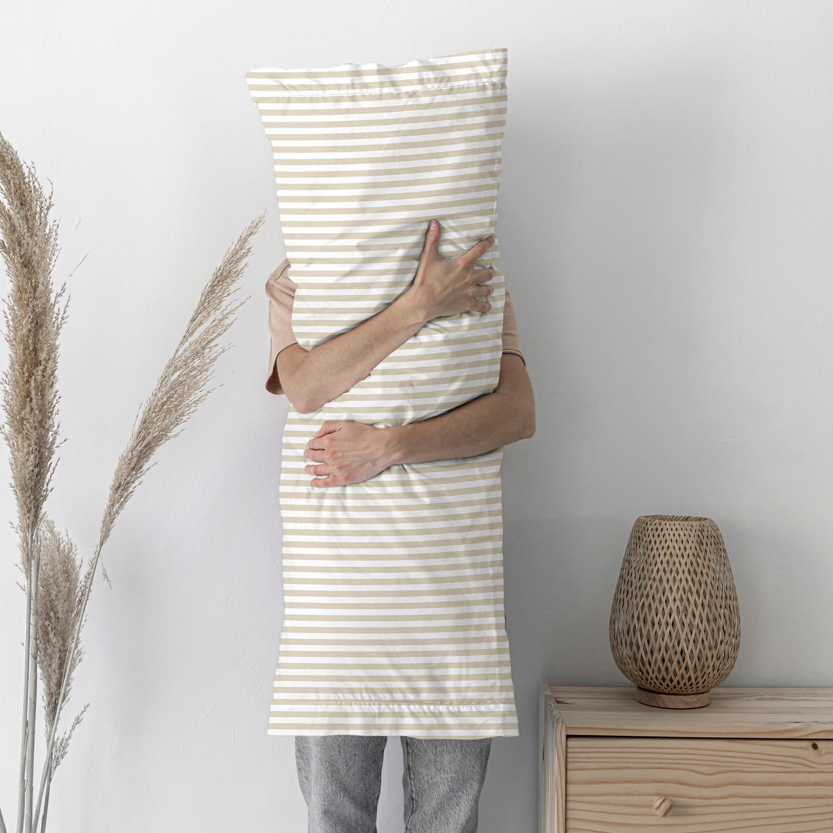 KISSENBEZUG layering 80x80 cm beige - Beige, Textil (80/80cm) - Happy Friday