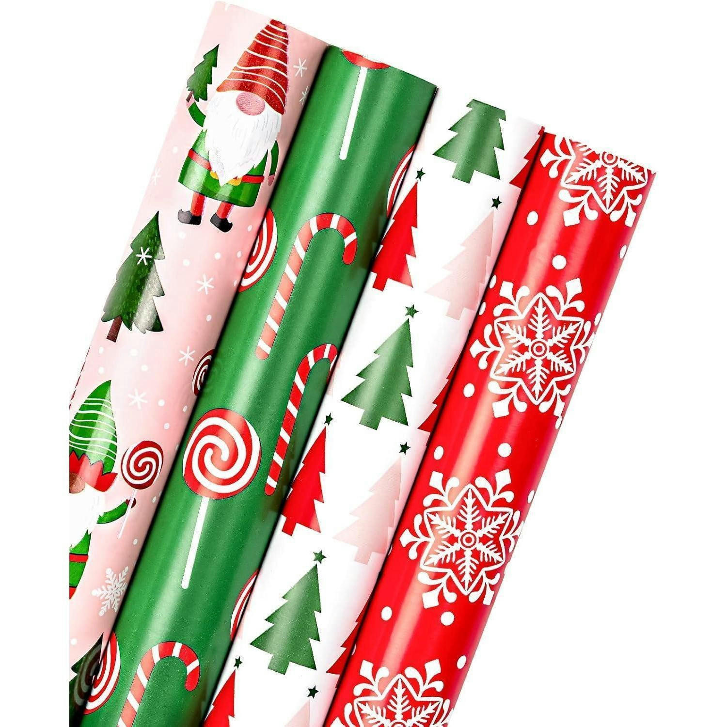 GESCHENKPAPIER 4 Rollen Set Weihnachtsmotive 76 cm x 305 cm - Multicolor, Papier (4/76/15cm)