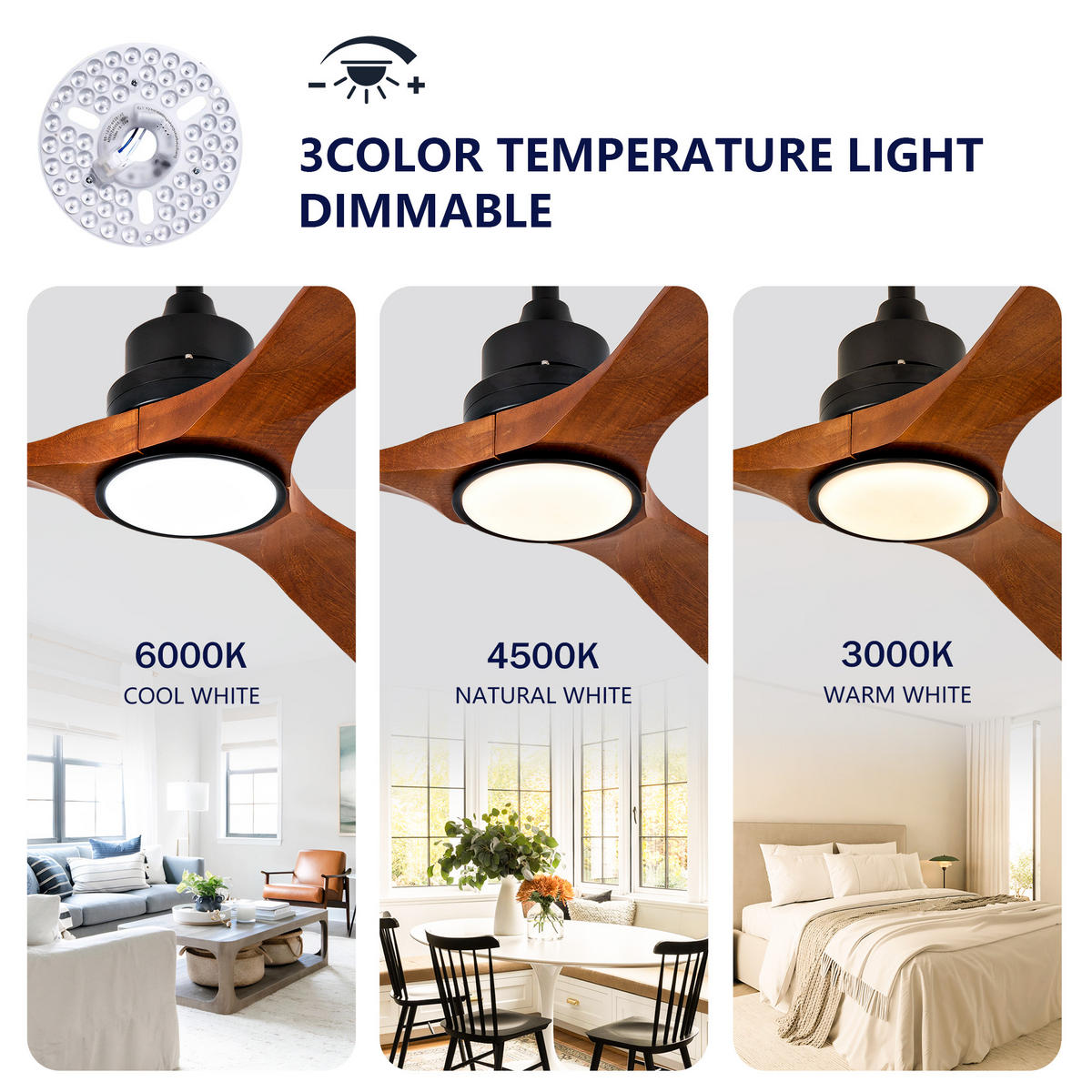 DECKENVENTILATOR DE-16225 42 Zoll mit LED Schwarz/Walnuss - Walnussfarben, Holz/Metall (107/107/36cm) - ComfortXL
