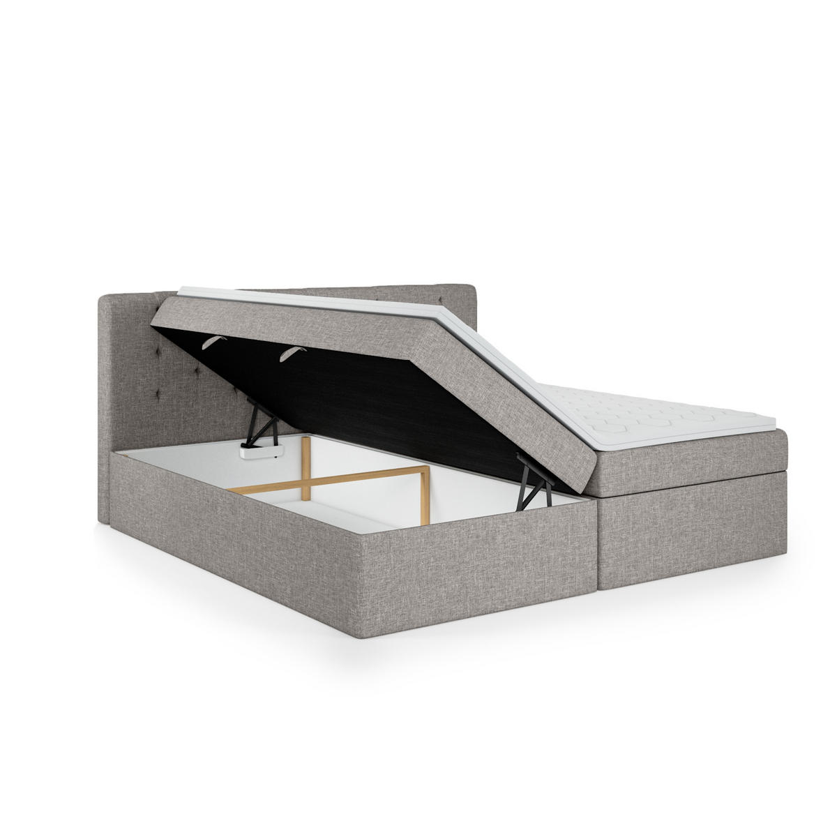 BOXBETT Doppelbett Pekin Hellgrau 140x200 cm - Hellgrau, Textil (140/200cm) - Fedve