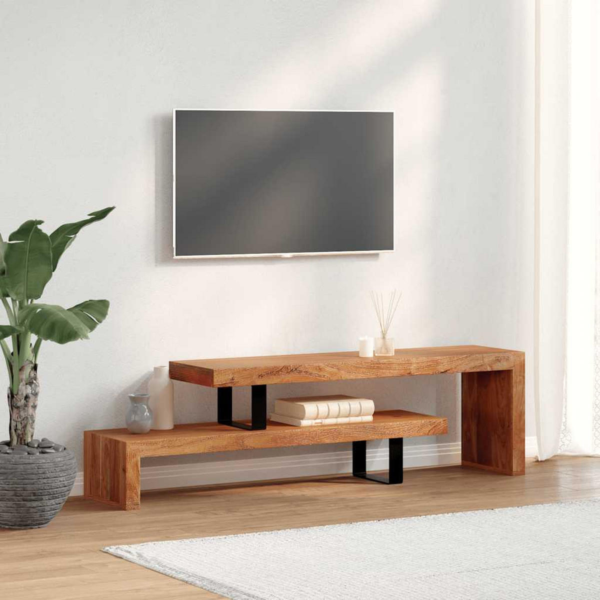 TV-SCHRANK Massivholz Akazie - Braun, Holz (30/40/115cm) - vidaXL