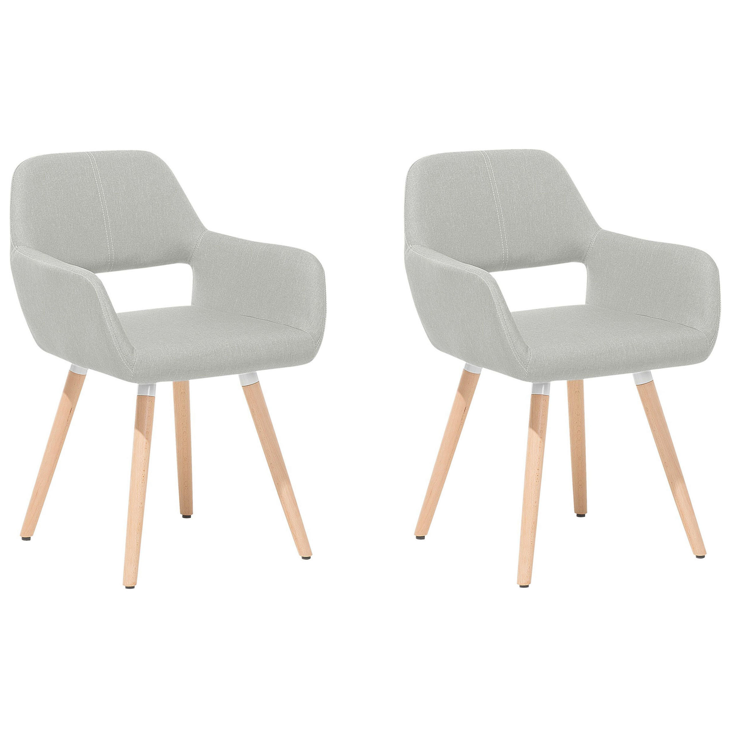 ESSZIMMERSTUHL 2er-Set Polsterbezug Grau Chicago - Grau, Holz/Textil (56/81/56cm) - Beliani