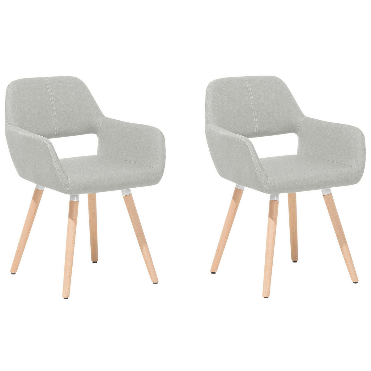 ESSZIMMERSTUHL 2er-Set Polsterbezug Grau Chicago - Grau, Holz/Textil (56/81/56cm) - Beliani