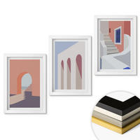 WANDBILDER 3er-Set - 20x30 cm Weißer Rahmen - Minimalistische Architekturillustrationen - Weiß, Kunststoff (20/30cm) - ArtPrintCave