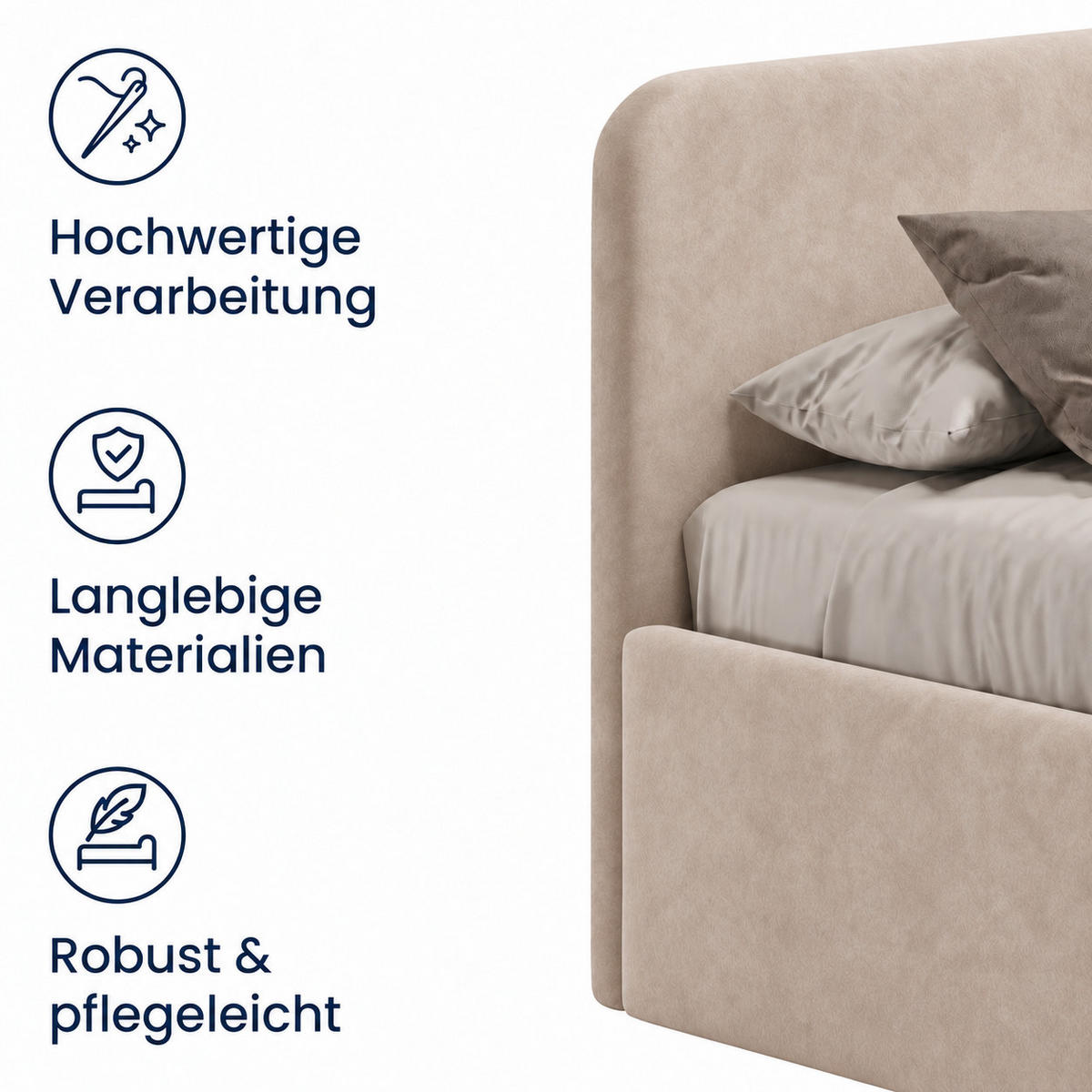 POLSTERBETT 200x200 cm Microvelours in Beige - Beige, Textil (200/200cm) - Home Collective
