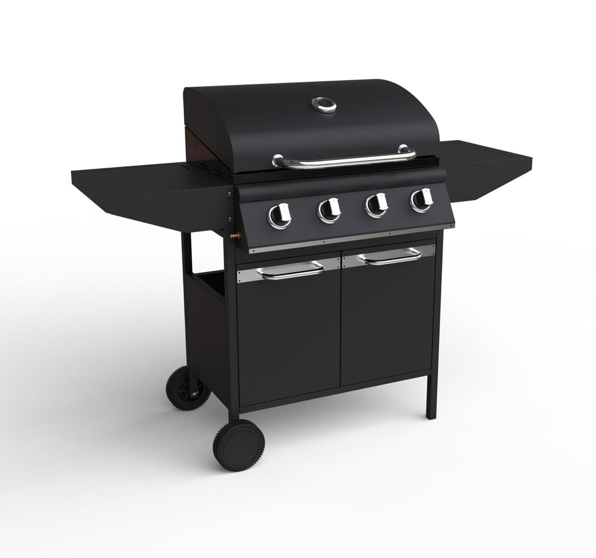 GASGRILL Commi Schwarz Stahl Grillwagen Piezo Zündung 2 Ablagen - Schwarz, Metall (56.5/106/136cm) - DELUKE