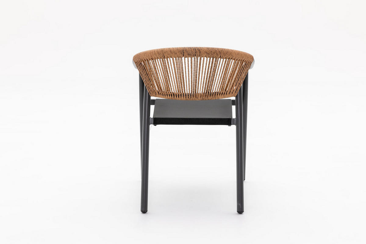 BISTRO-SET Wilmo 5-tlg. 1x Klapptisch 4x Stapelstuhl Braun Rattan Balkonset - Braun, Holz - DELUKE