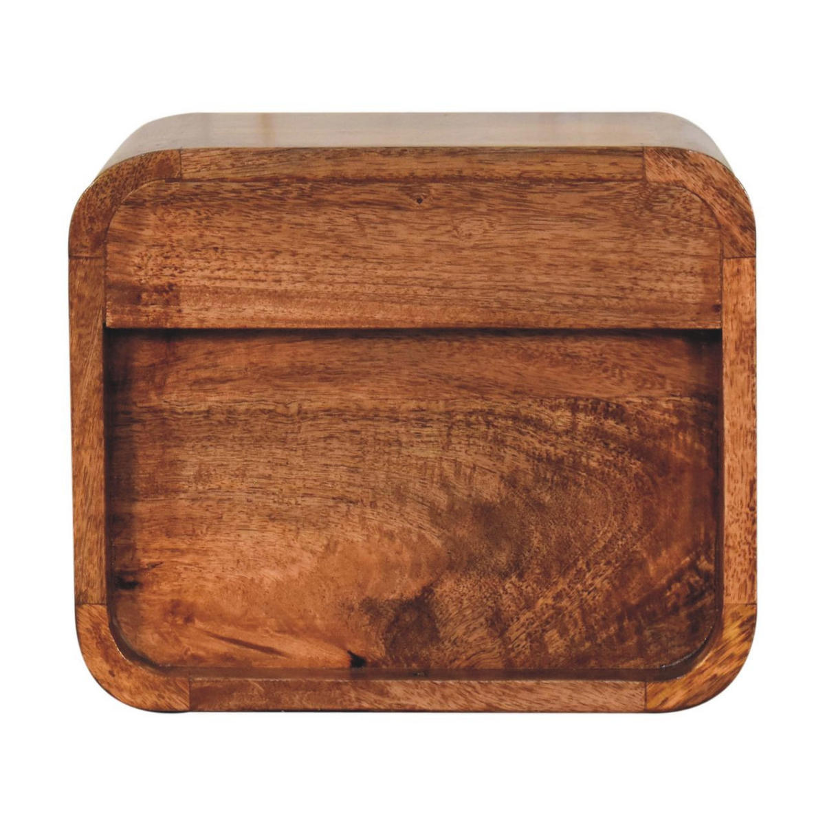 NACHTKASTEN Mini Geschwungen Honigkaramell Wandmontiert, 2 Schubladen, Dunkelbraun - Cognac/Messingfarben, Holz/Metall (30/25/25cm) - Artisan Furniture