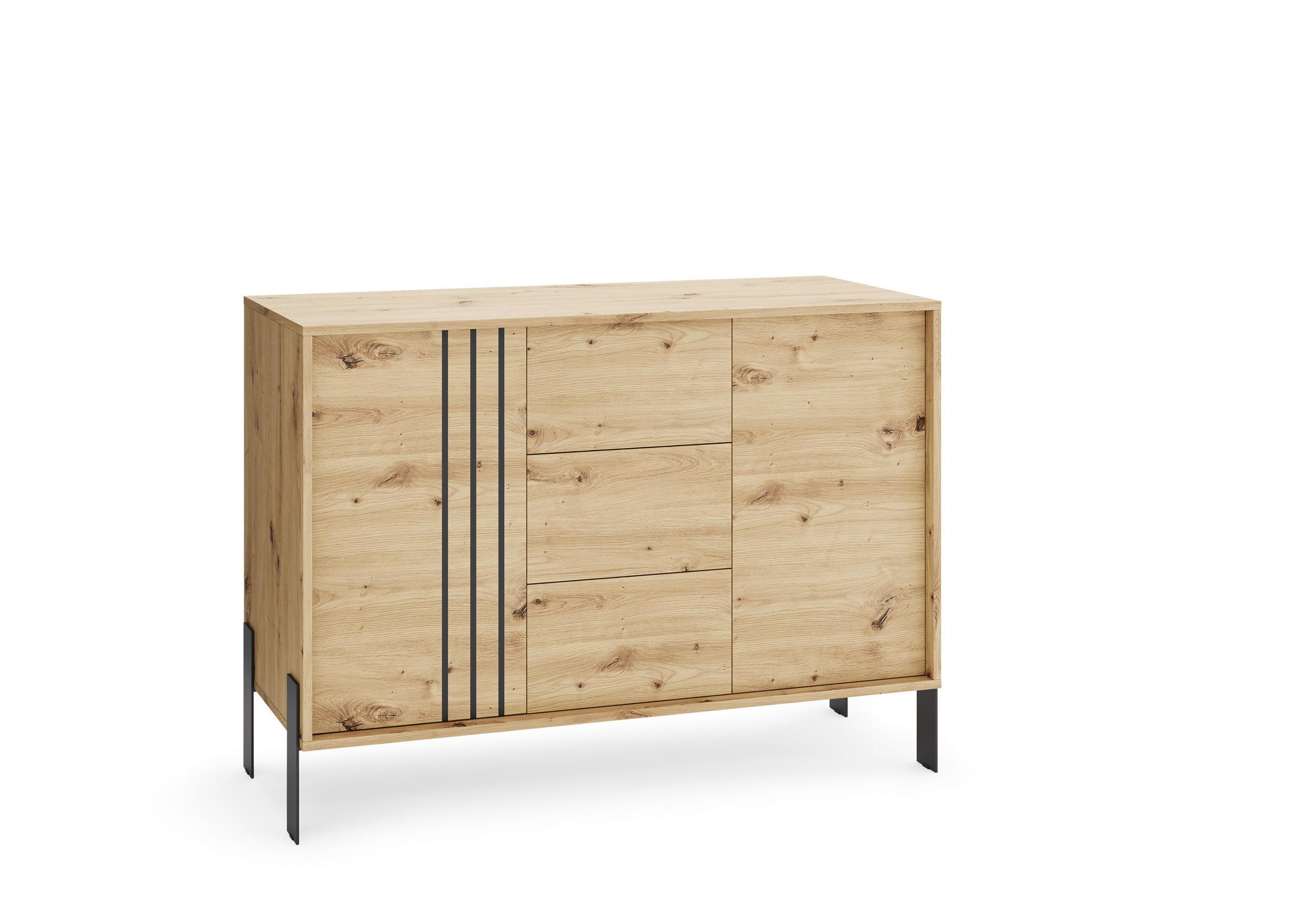 KOMMODE Natan 120cm, mit Schubladen und Metallfüßen, artisan - Eiche Artisan, Kunststoff (120/87/40cm) - Margaret Hadas24