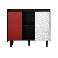 SIDEBOARD Schwarz/Rot 90/40/80 cm - Schwarz, Holzwerkstoff (90/80/40cm) - PANGIVO