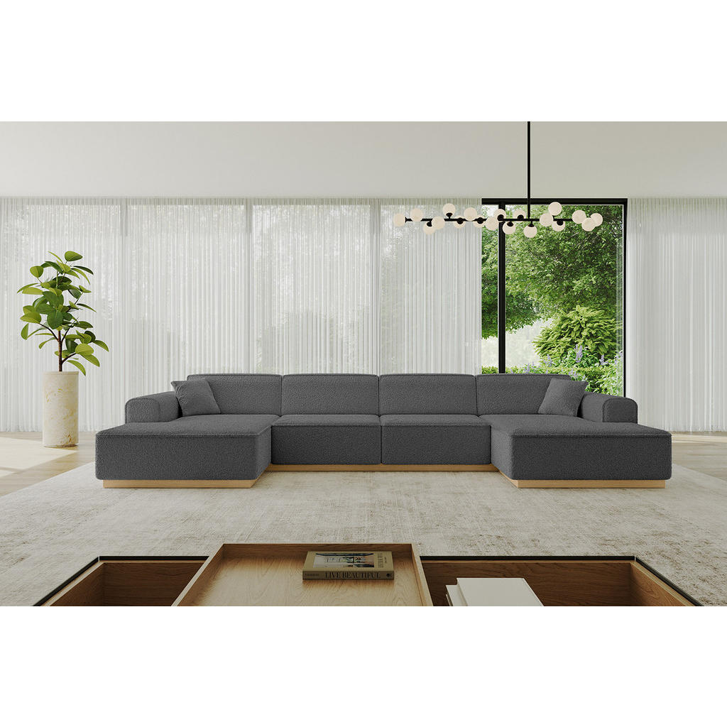 Thumbnail - Altdecor Wohnlandschaft, Grau, Textil, 4-Sitzer, U-Form, 382x81x165 cm, Wohnzimmer, Sofas & Couches, Wohnlandschaften, W...
