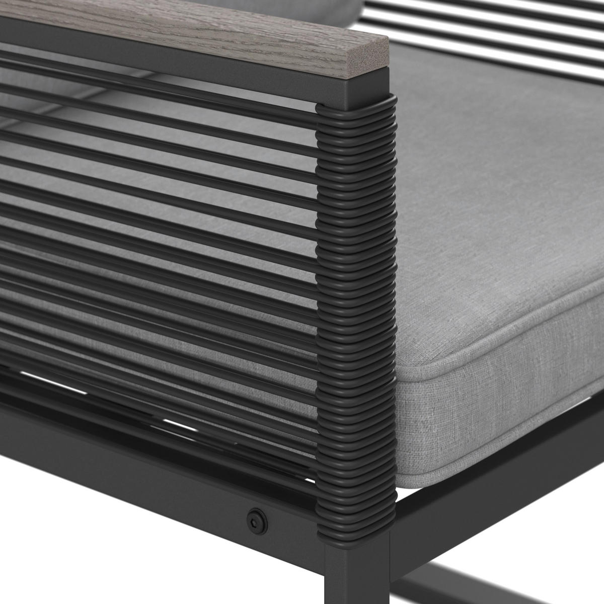 BALKONSET Paulina Hellgrau Metall/Outdoorstoff +Abdeckung - Hellgrau, Metall - Bessagi Garden