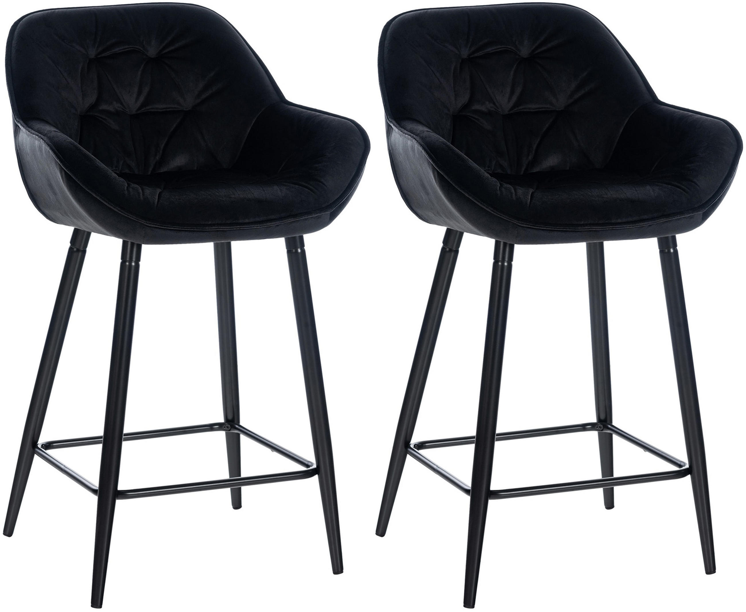 BARHOCKER 2er Set Gibal 76 Samt schwarz - Schwarz, Textil/Metall (54/103/57.5cm) - TPFLiving