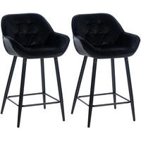 BARHOCKER 2er Set Gibal 76 Samt schwarz - Schwarz, Textil/Metall (54/103/57.5cm) - TPFLiving