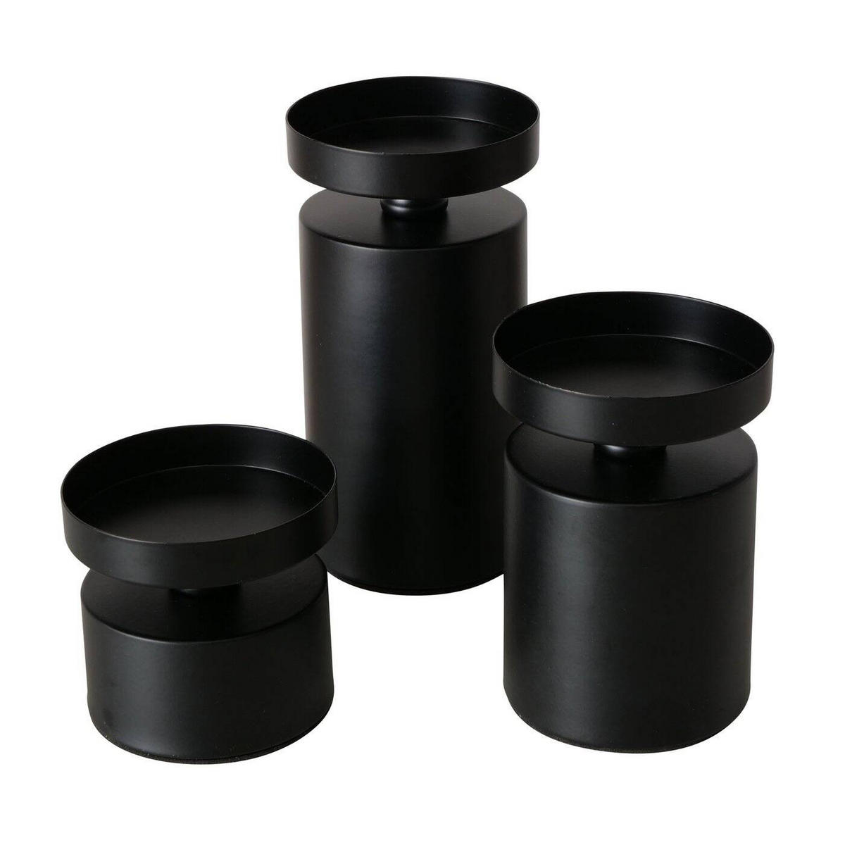 KERZENHALTER Meril 3er-Set Ø 7,5 cm - Schwarz, Metall (7.5/15.5/7.5cm) - Boltze Home