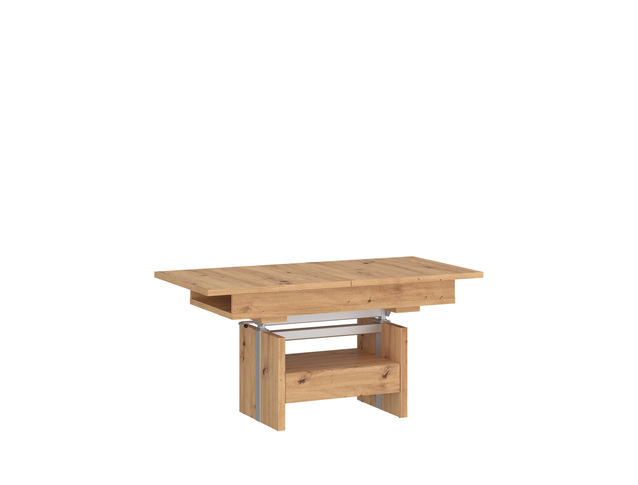 COUCHTISCH rechteckig ausziehbar höhenverstellbar Schubalde 110/64/56 cm - Eiche Artisan, Holzwerkstoff (65/110/56cm) - designimpex