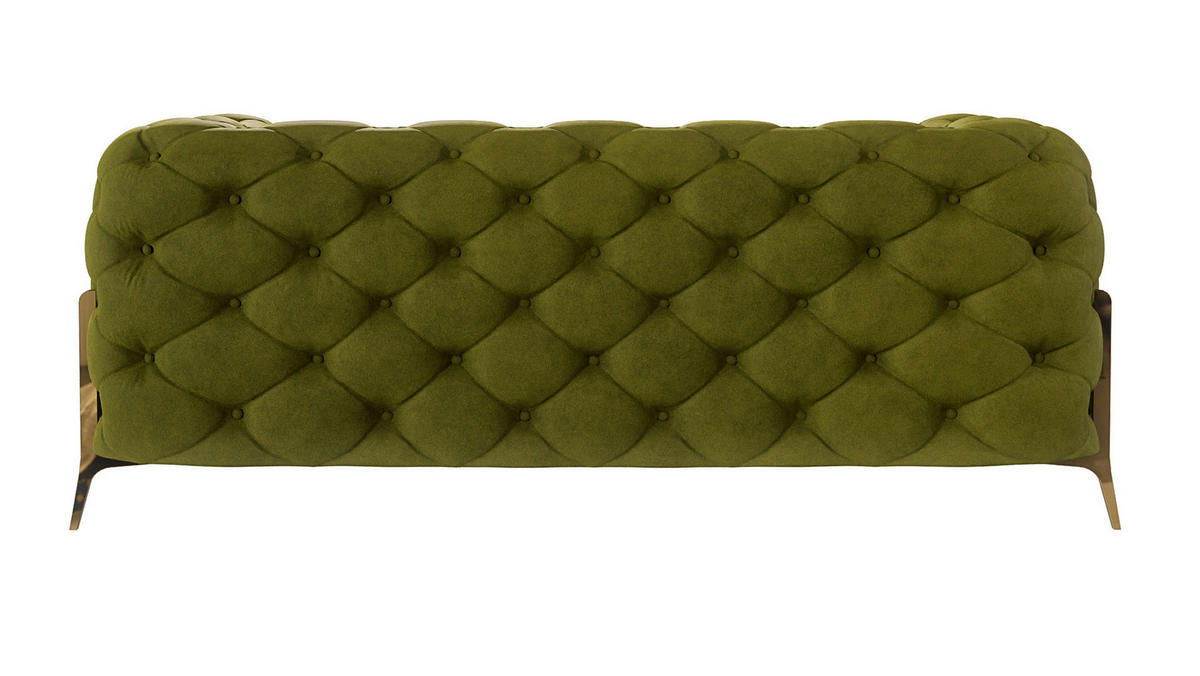 CHESTERFIELD-SOFA 2-sitzer Lexi Olive Samt - Goldfarben/Olivgrün, Holz/Textil (185/75/100cm) - S-Style Möbel