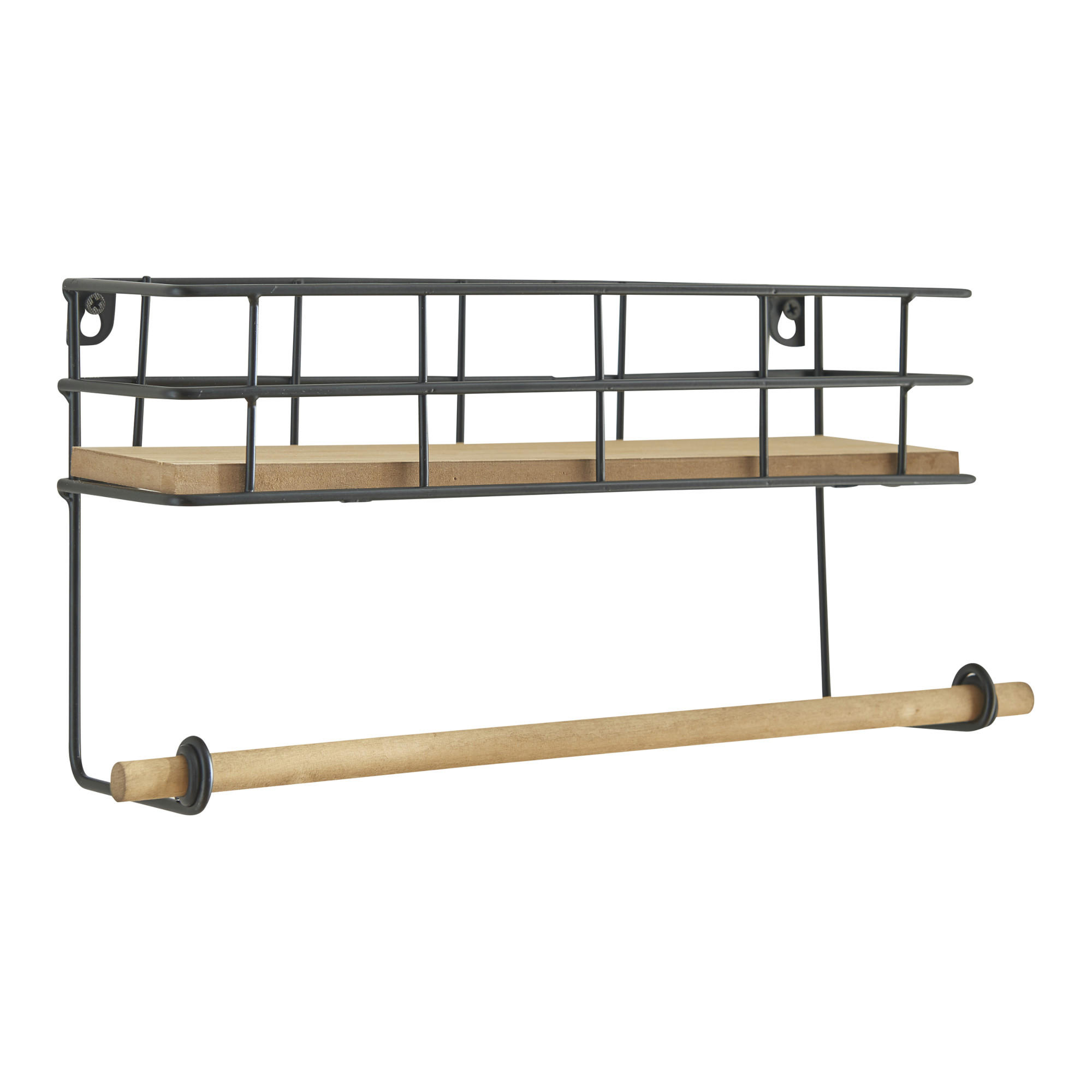 BADEZIMMERREGAL Slangerup - Schwarz/Braun, Holzwerkstoff/Metall (33/16/10cm) - [en.casa]