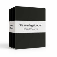 GLASBODEN 4er Set 23,6/32,6/0,4 cm für Standvitrinen 1-türig Erweiterungsset - Schwarz, Glas (32.6/0.4/23.6cm) - K-Möbel