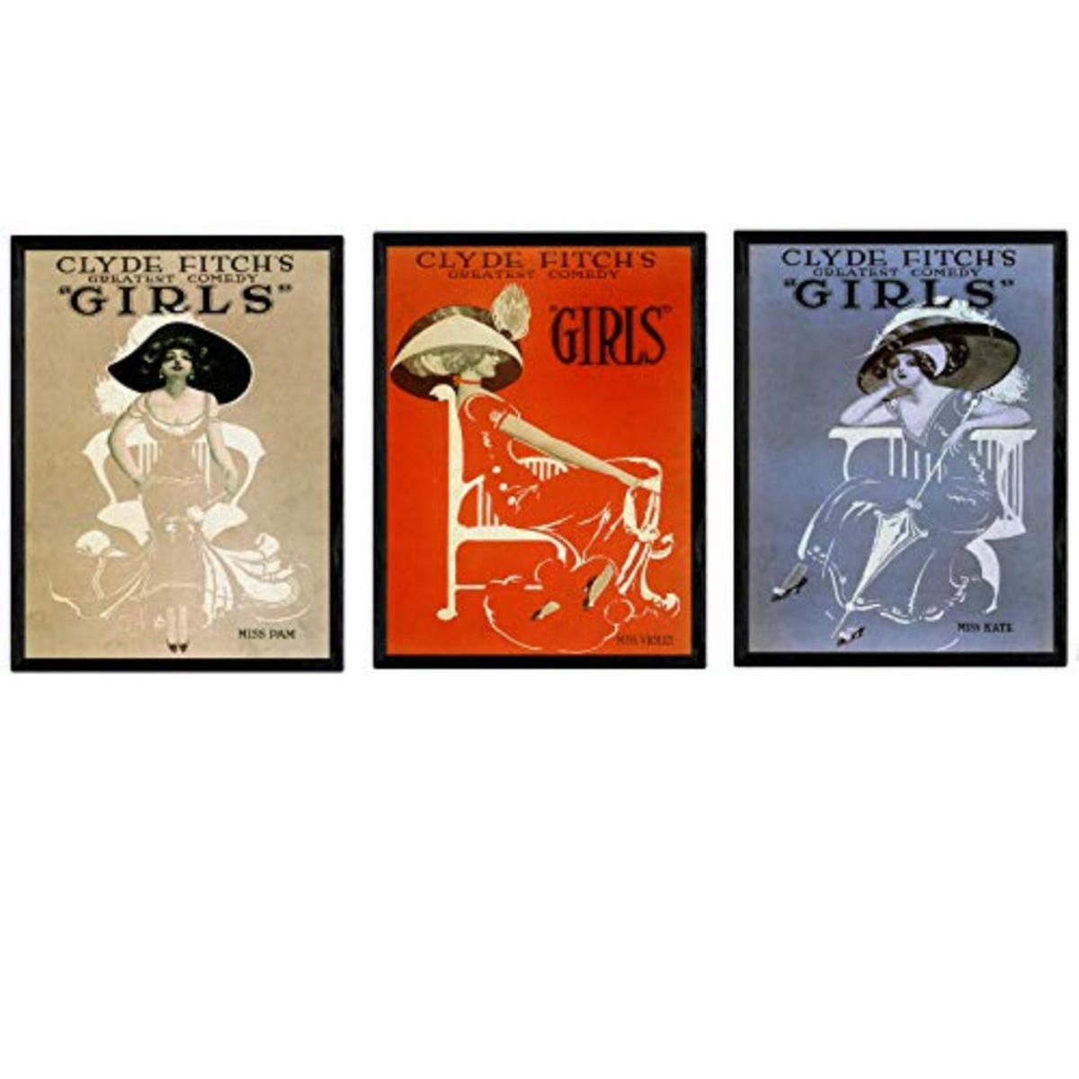 POSTER Set Mit 3 Drei Vintage-Frauen A3 Rahmenlos - Klar, Papier (29.7/5/42cm) - Nacnic