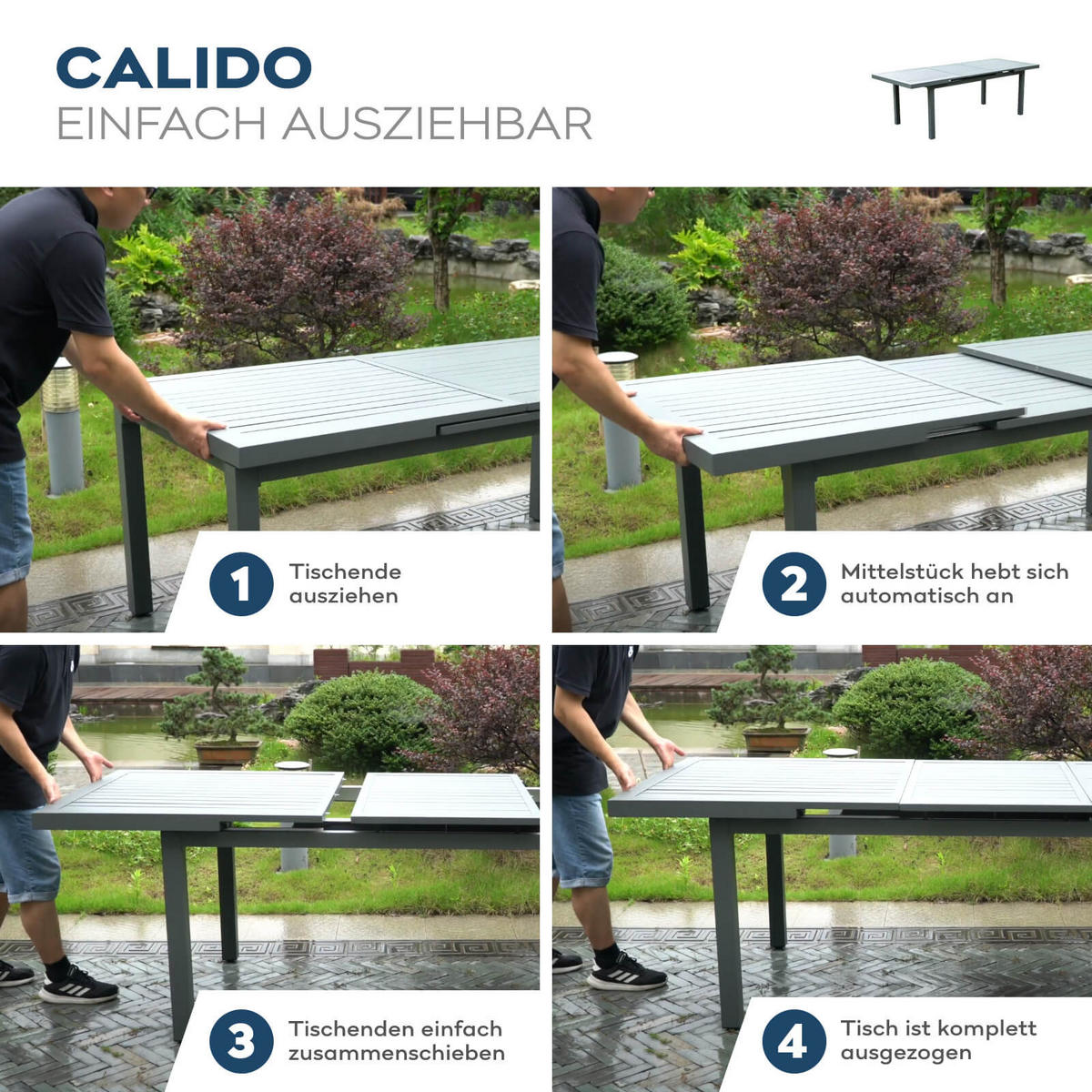 GARTENTISCH CALIDO - Anthrazit, Metall (97.5/180/76.5cm) - Home Deluxe