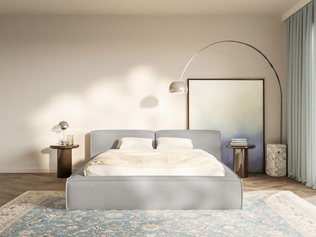 POLSTERBETT Tilves Low Hellgrau 160x200 cm - Hellgrau/Schwarz, Kunststoff/Textil (160/200cm) - Selsey