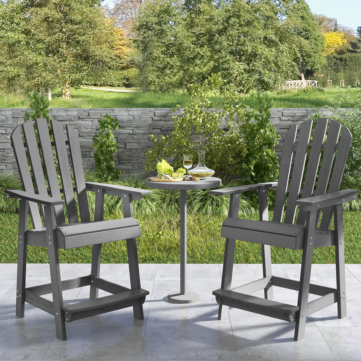 STUHL Hoher Adirondack Grau - Grau, Kunststoff (85/119/70cm) - COSTWAY