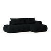 ECKSOFA FLUMA R-S Schwarz Boucle-Stoff mit Schlaffunktion - Schwarz, Holz (279/158cm) - MASSENO