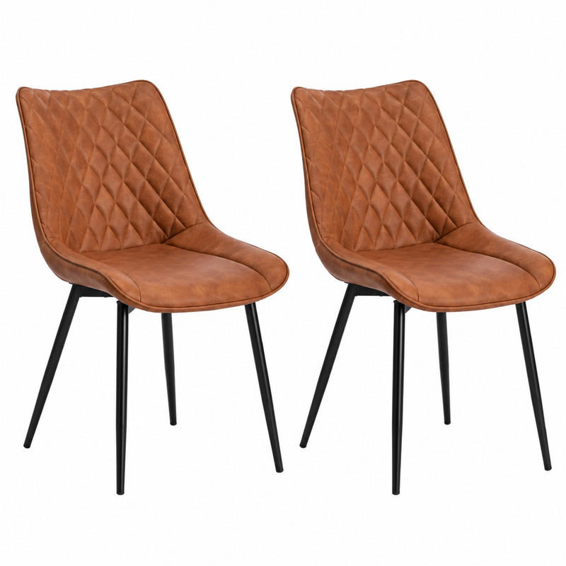 ESSSTUHL 2er-Set Kunstleder Hellbraun mit Metallbeinen - Hellbraun, Metall (40.5/85.5/46cm) - Meubliv
