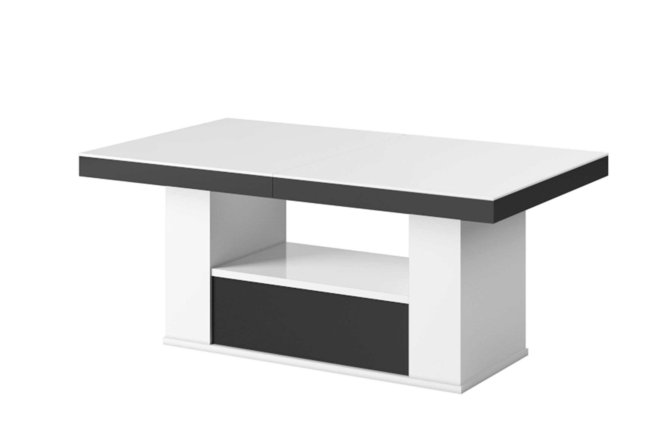 designimpex Couchtisch Weiß Hochglanz, Schwarz Hochglanz 120x54x75 cm