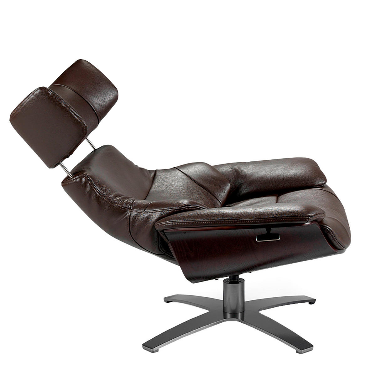 DREHSESSEL aus schokoladenbraunem Leder - Kastanienfarben/Dunkelbraun, Leder/Metall (88/105/85cm) - ANGEL CERDA