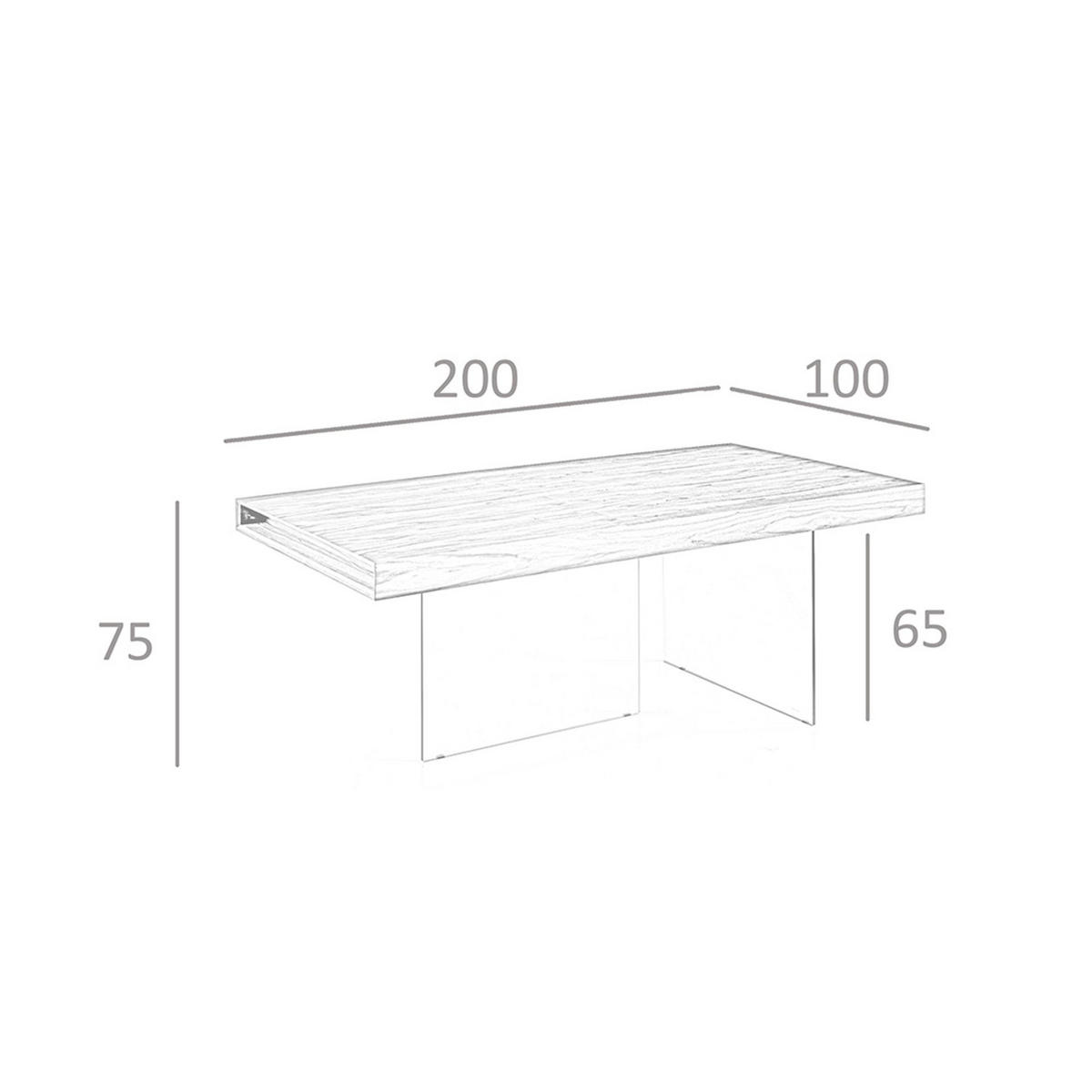 ESSTISCH Esstisch Rechteckig Walnuss aus gehärtetes Glas 200/100/75 cm - Transparent/Walnussfarben, Glas/Holz (100/200/75cm) - ANGEL CERDA