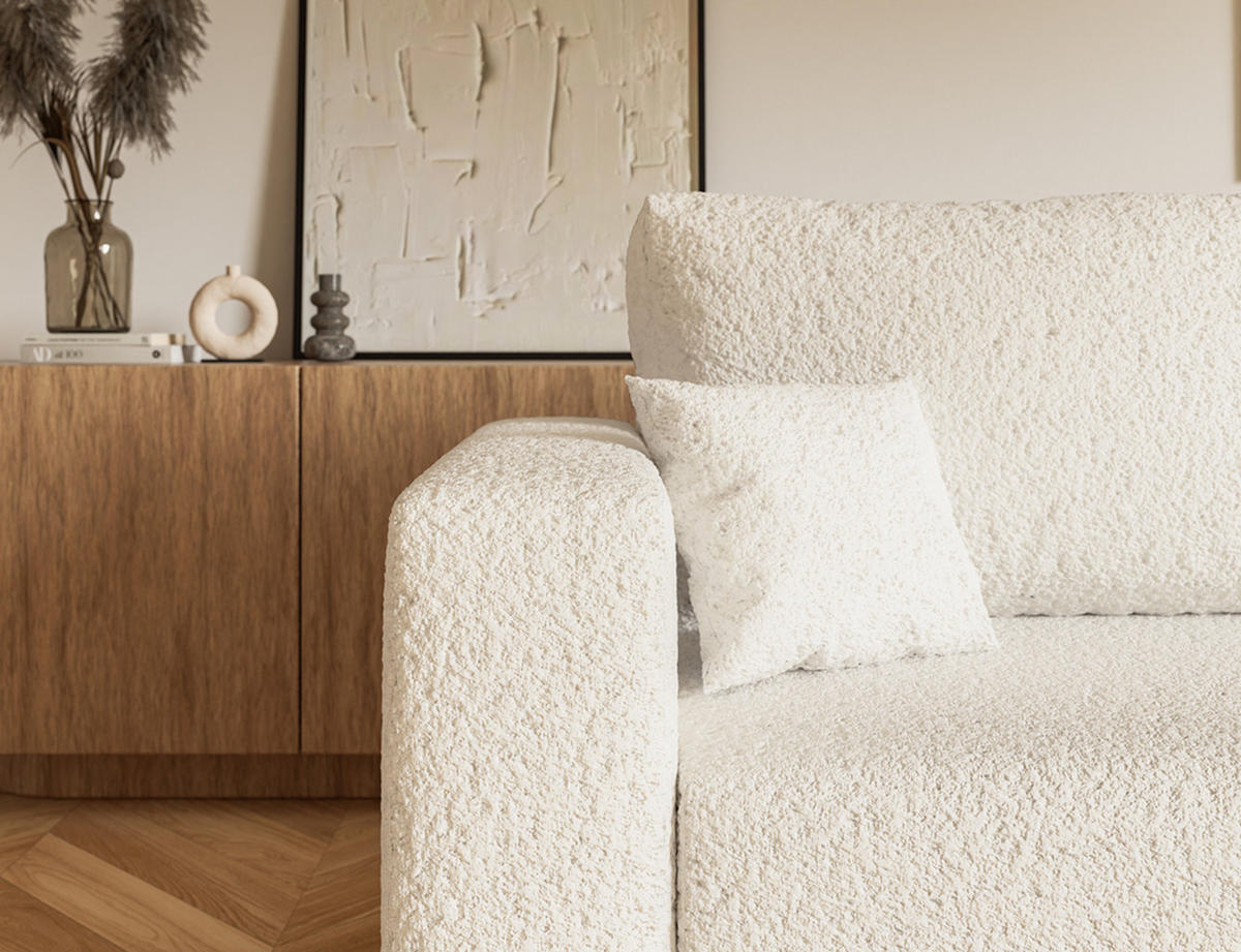 SCHLAFSOFA SOFIA, Sofa mit Schlaffunktion und Bettkasten, Farbe: Beige, Bouclé-Stoff - Beige, Textil (236/92/85cm) - Sepro Meble