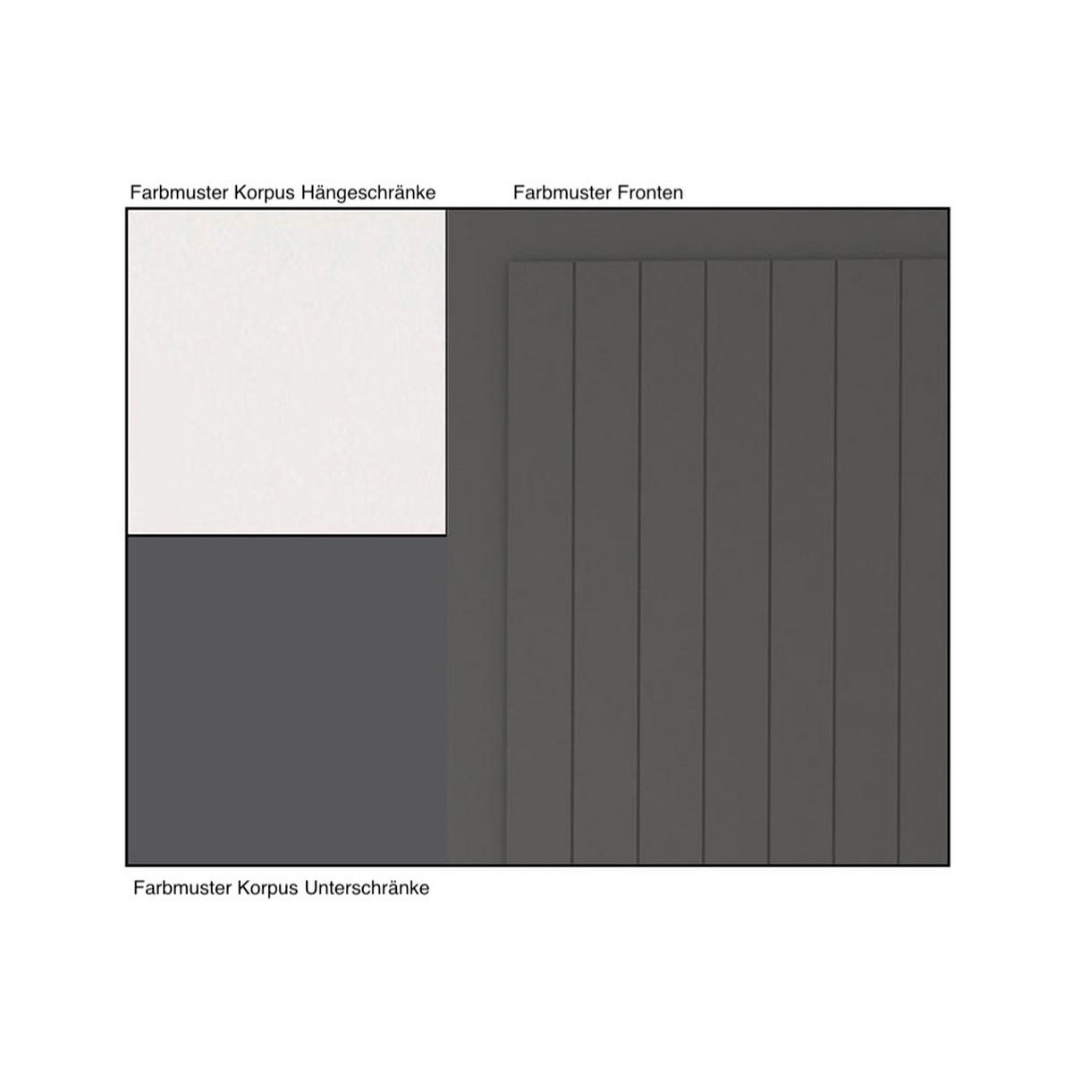 KÜCHENLEERBLOCK Livorno weiß matt & lava matt / telegrau 2 RAL 7046 (K5), Arbeitsplatte Eiche Sonoma 10-teilig - Weiß/Grau, Holzwerkstoff/Metall (340/204/60cm) - Feldmann-Wohnen