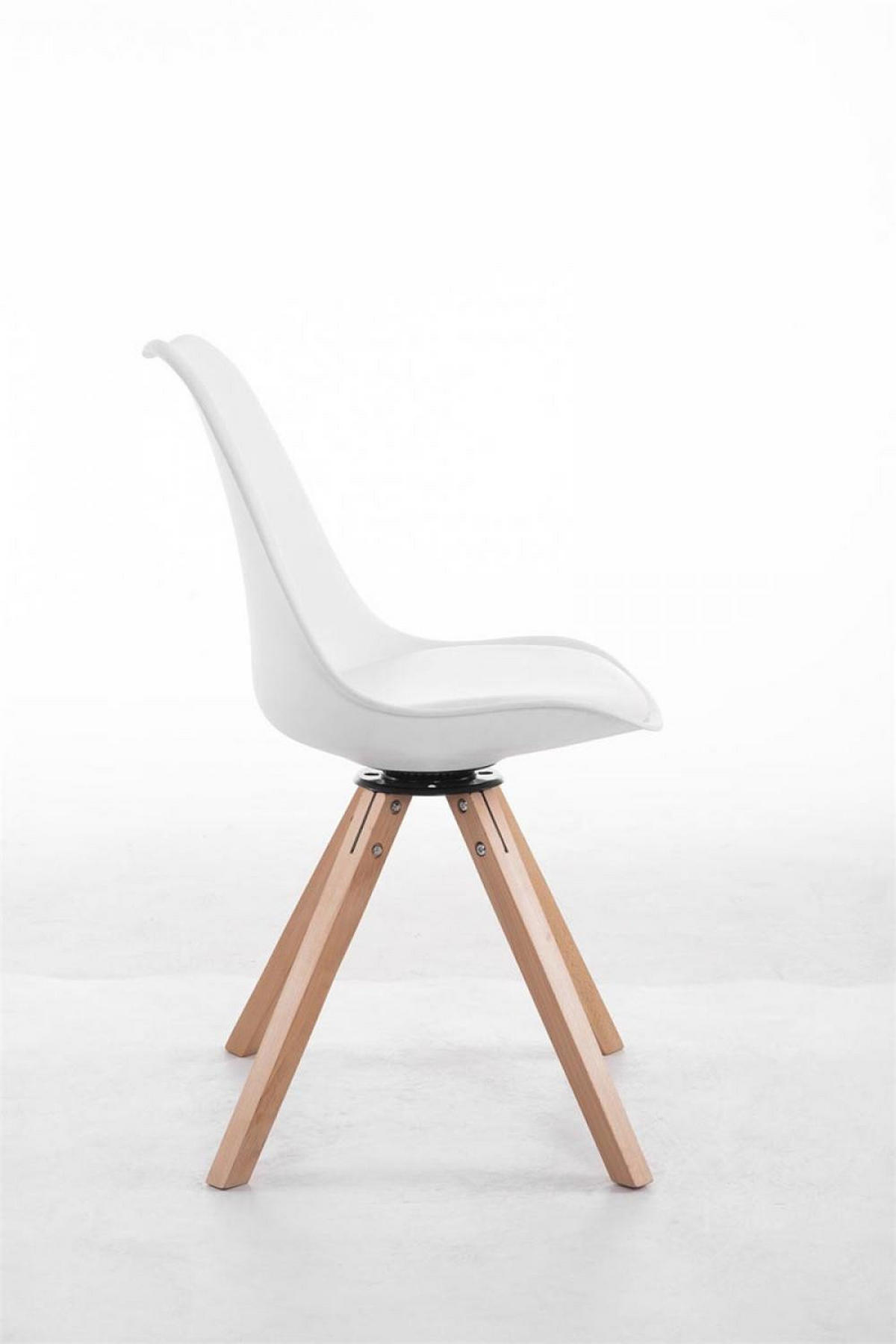 DREHSTUHL Lederlook weiß - Eukalyptusholzfarben/Weiß, Holz/Textil (48/84/56cm) - CLP