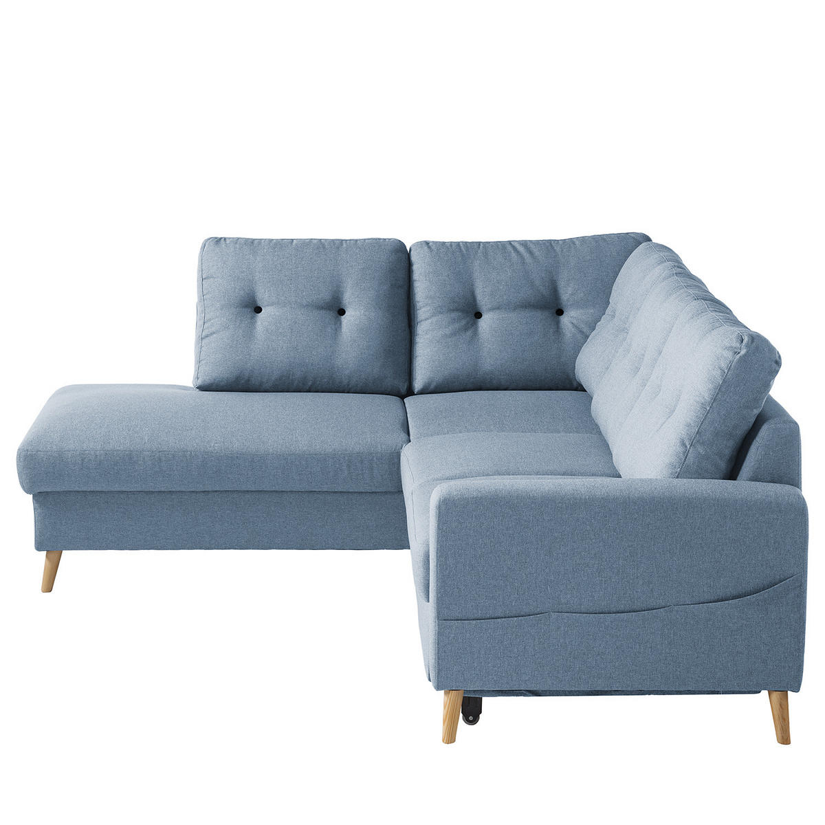 ECKSOFA mit Ottomane - Webstoff - Hellbraun/Grau, Holz/Textil (230/200cm) - home24