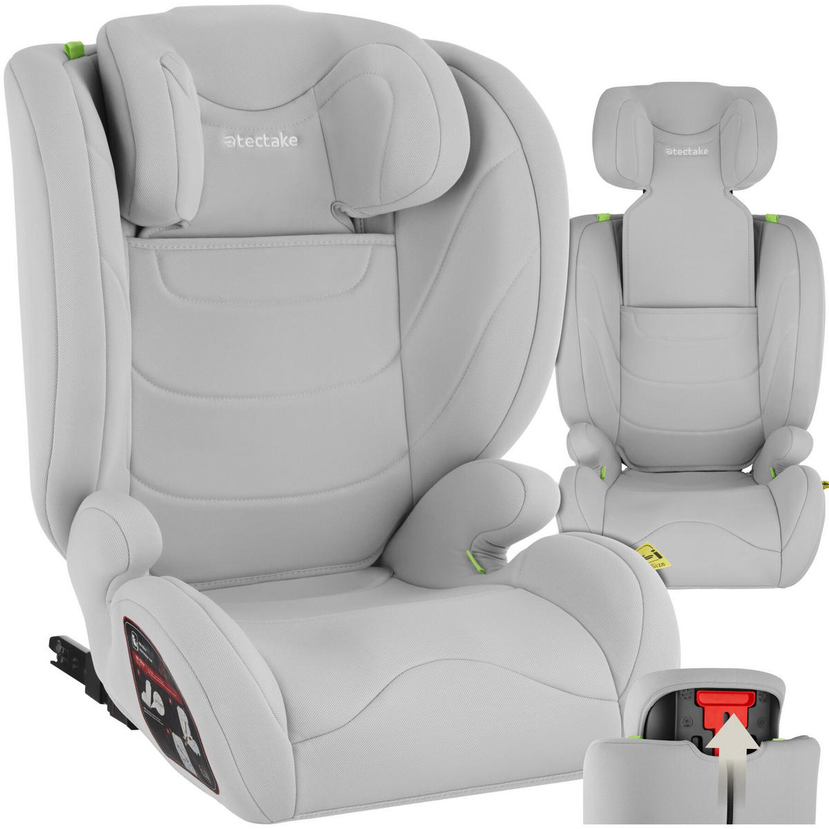 AUTOSITZ Levi, von 100 bis 150 cm, Belastbarkeit 36 kg, hellgrau - Hellgrau, Kunststoff (48/81/45cm) - tectake