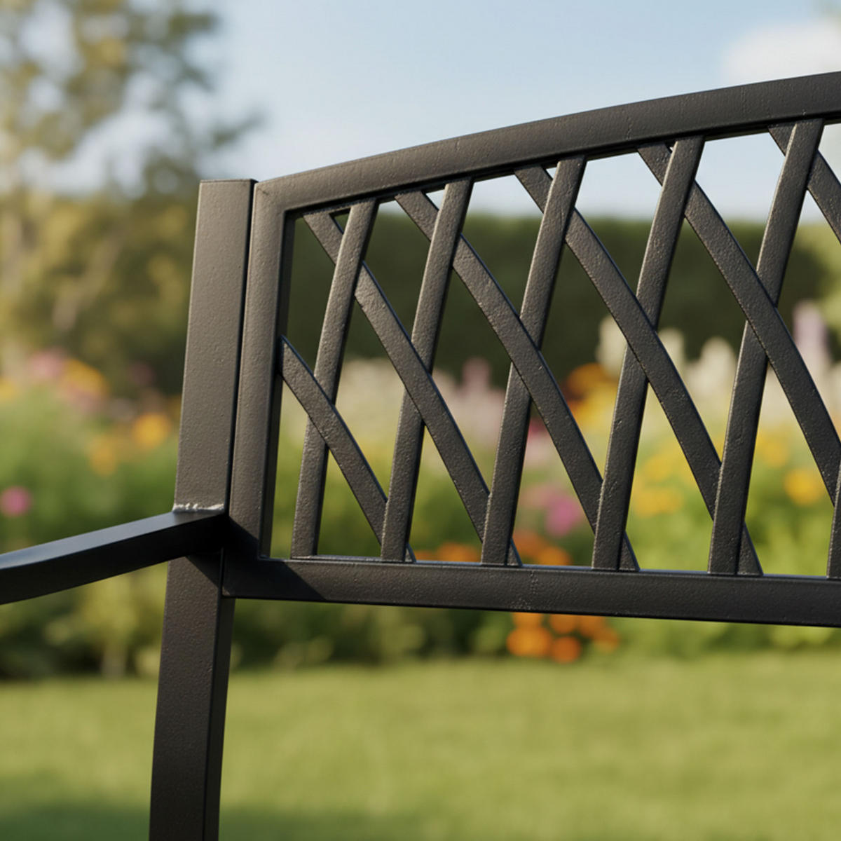 GARTENBANK ARCADIA Schwarz 127 x 86 x 62 cm - Schwarz, Metall (127/86/62cm) - Akord