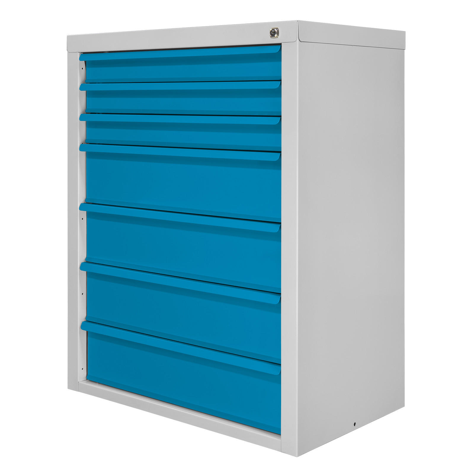 SCHUBLADENSCHRANK Kobra mit 7 Schubladen 90x70x43,5cm Lichtgrau/Blau - Blau/Grau, Metall (70/90/44cm) - PROREGAL