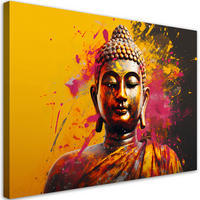 WANDBILD buddha auf abstraktem hintergrund - Orange, Textil (60/40cm) - Feeby