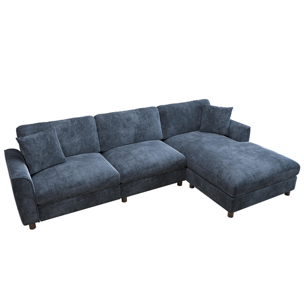 ECKSOFA 256/137/79 cm Blau mit umstellbarer Liegeelement - Blau, Textil/Metall (256/137cm) - Oxeza