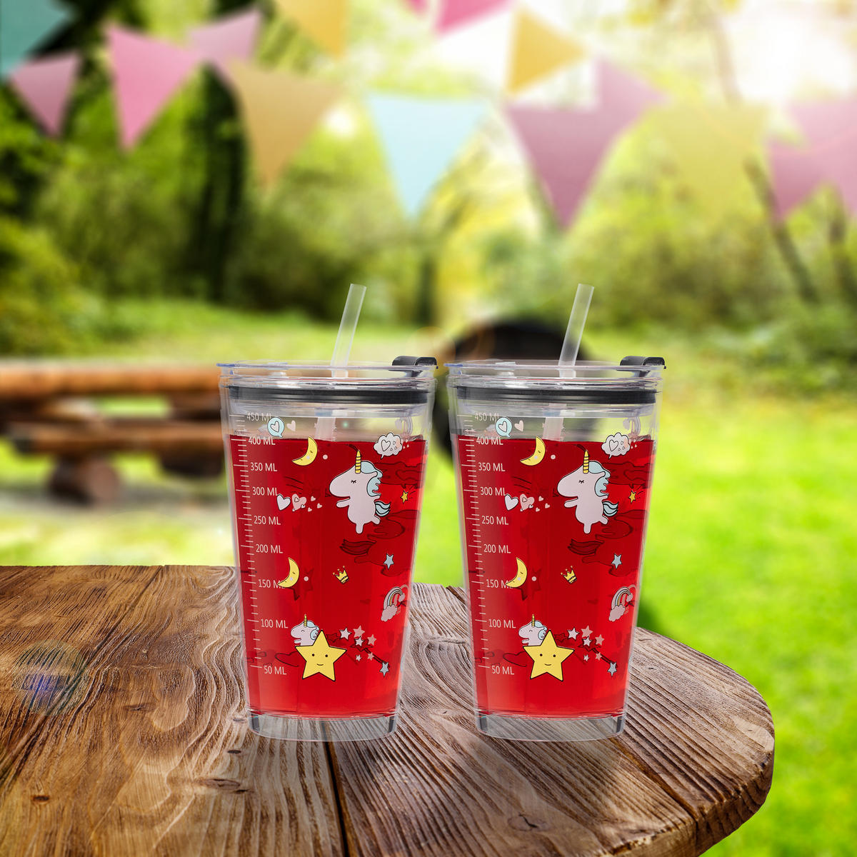 4XKINDERGLAS - Transparent, Glas/Kunststoff (0.45L) - Relaxdays