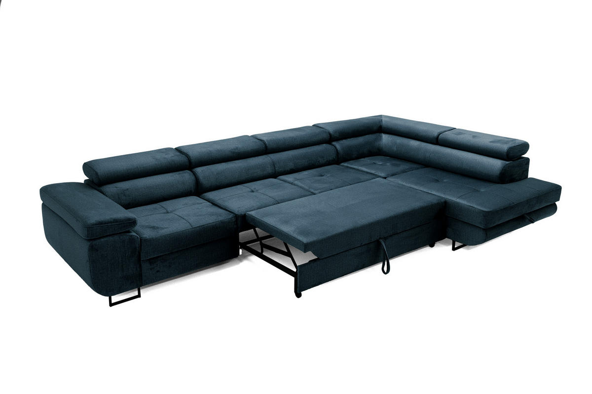 ECKSOFA WILD MAXI Rechts Marine - Dunkelblau, Holz (203/350cm) - Muffo