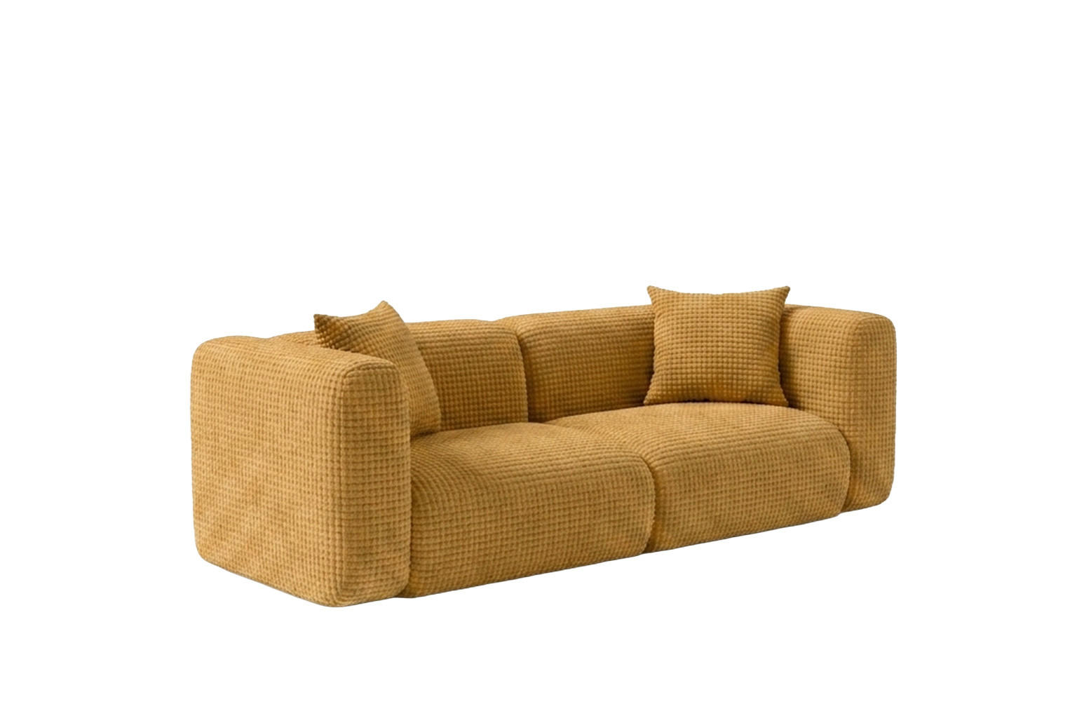SOFA 2-Sitzer, Chenille-Stoff Cremona, Golden, GRETA - Goldfarben, Holz (228/70/89cm) - Kaiser Möbel