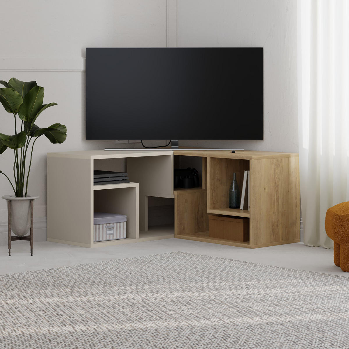 LOWBOARD Glis Sandstein Eiche 90/45/35 cm - Multicolor, Holzwerkstoff (90/45/35cm) - Decortie