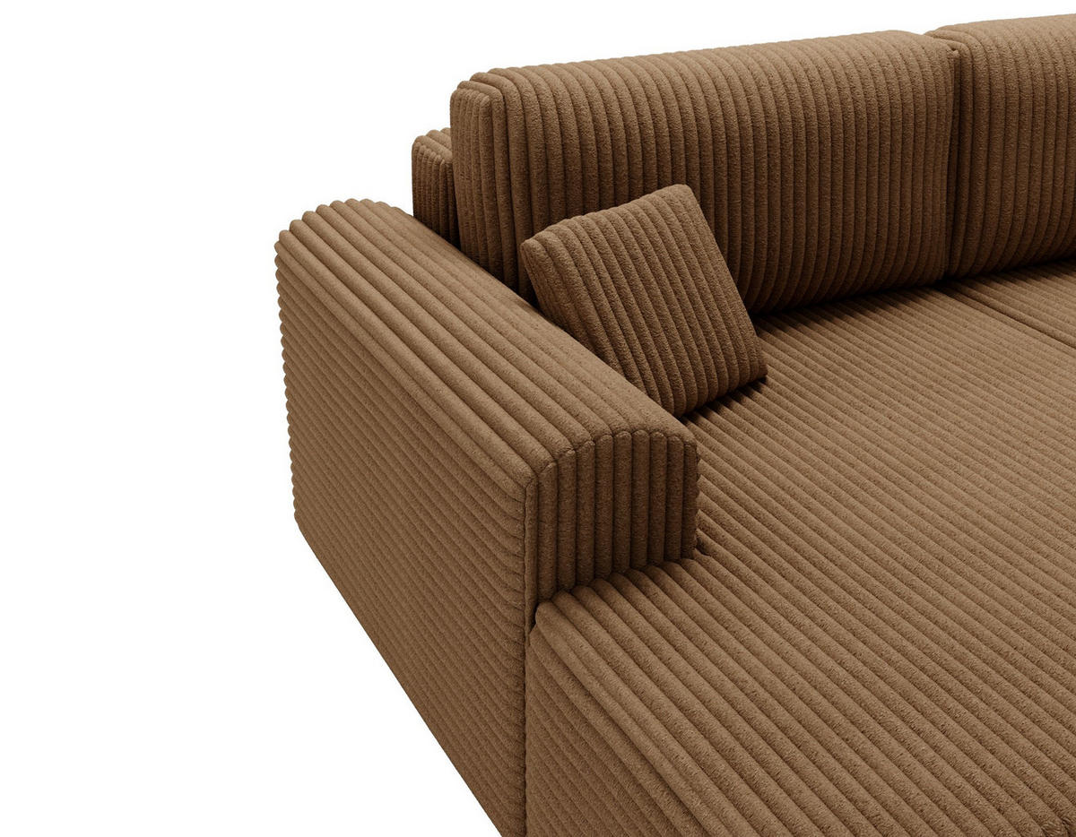 ECKSOFA Linea Beige, Sofa mit Schlaffunktion, linke seite - Beige, Holzwerkstoff/Textil (257/177cm) - Bettso