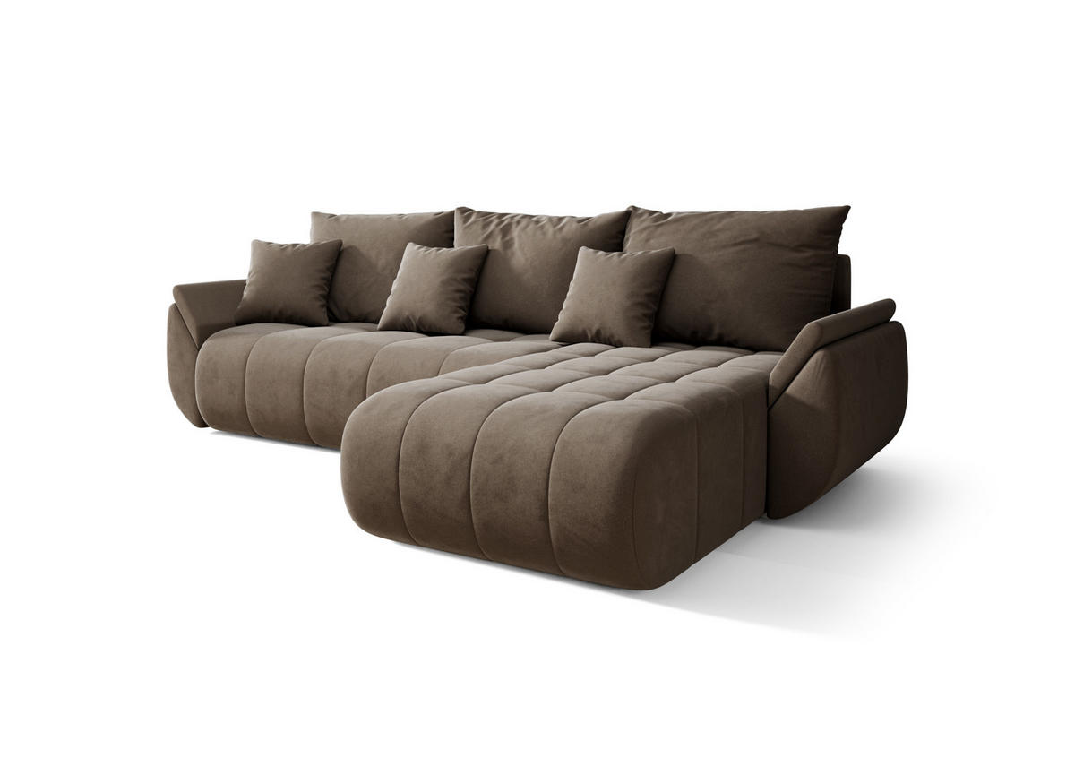 ECKSOFA mit Schlaffunktion TOKYO R Monolith 09 Rechts - Braun, Textil (280/185cm) - Bedante