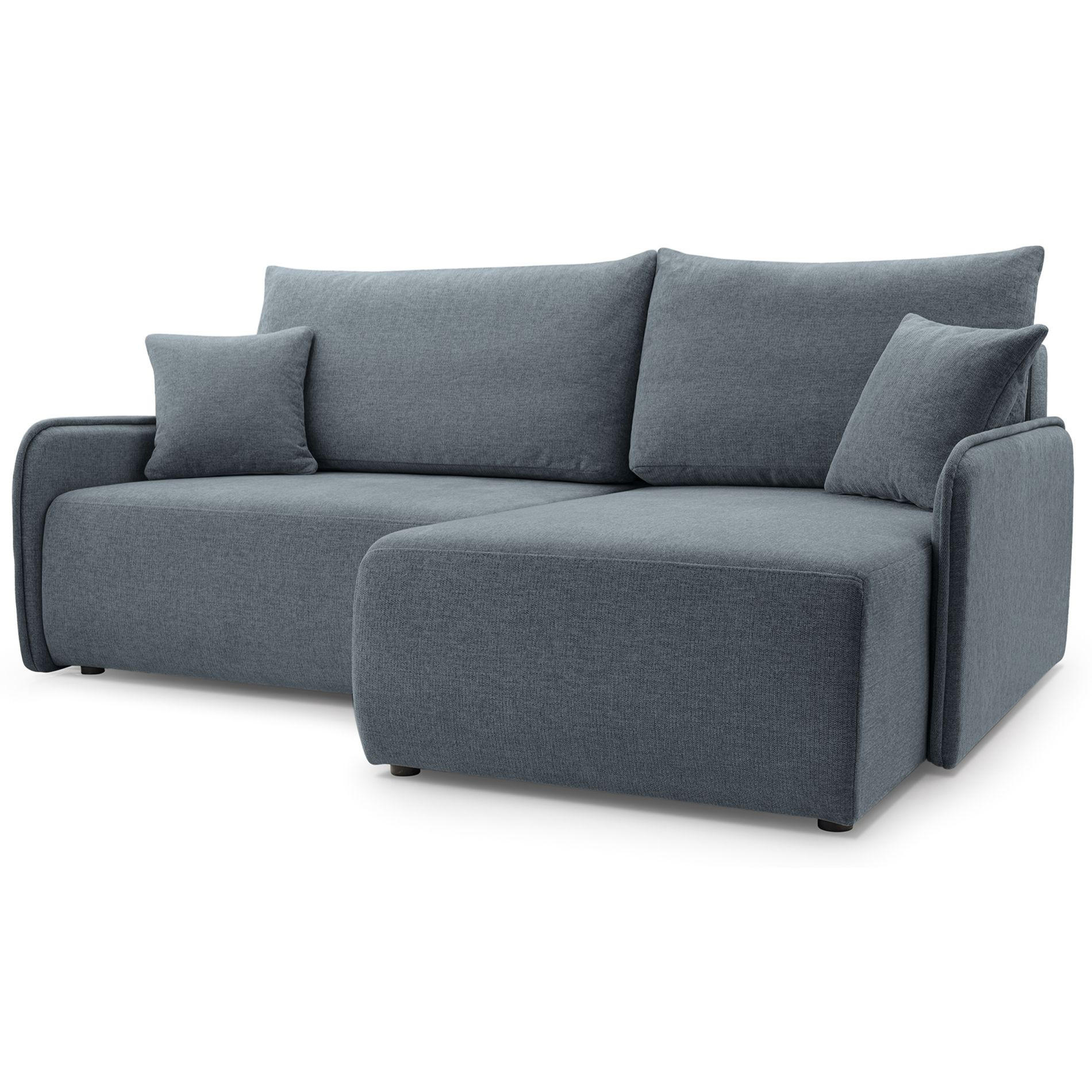 ECKSOFA Netarro, Dunkelgrau Chenille, rechtsseitig - Dunkelgrau/Schwarz, Kunststoff/Textil (198/147cm) - Selsey