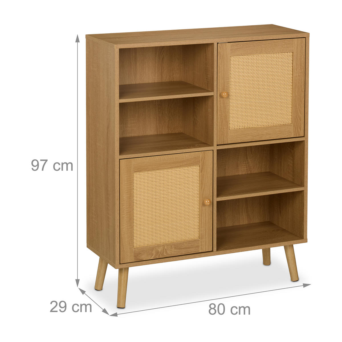 SIDEBOARD - Hellbraun, Holz/Holzwerkstoff (80/97/29cm) - Relaxdays