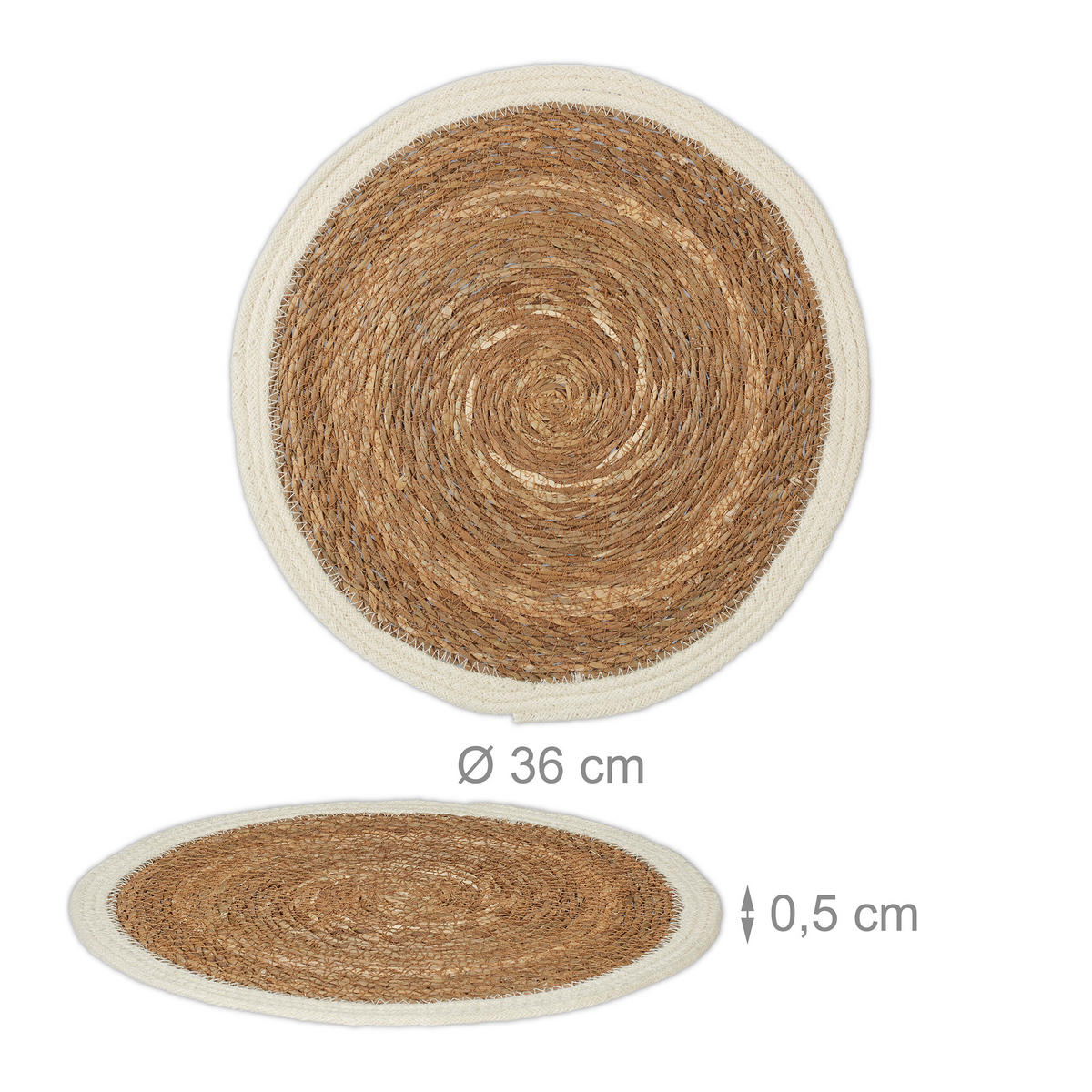 6XTISCHSET - Hellbraun, Textil (36/36/0.5cm) - Relaxdays